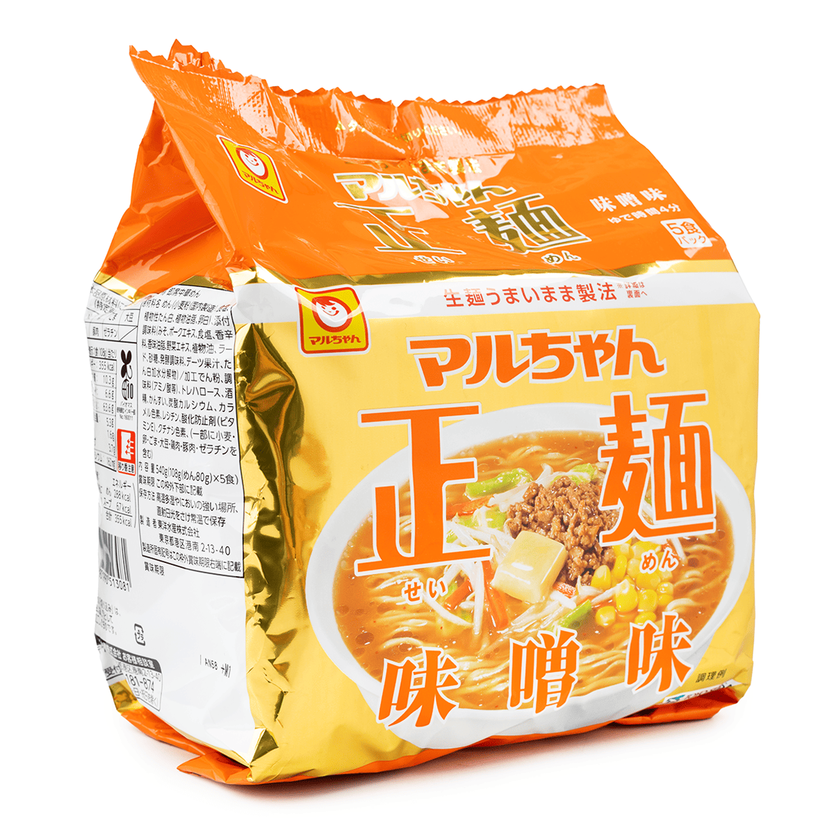 マルちゃん 正麺 味噌味 ラーメン 袋麺 5食入り 540 グラム - Weee!