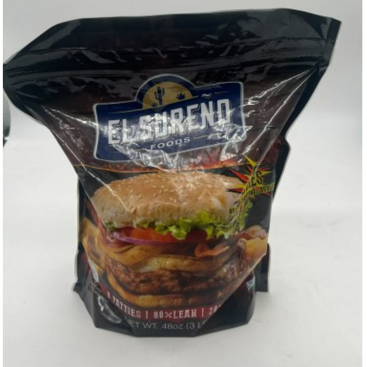 El Sureno Foods 8 Patties 80% Lean/ 20% Fat 3 lb