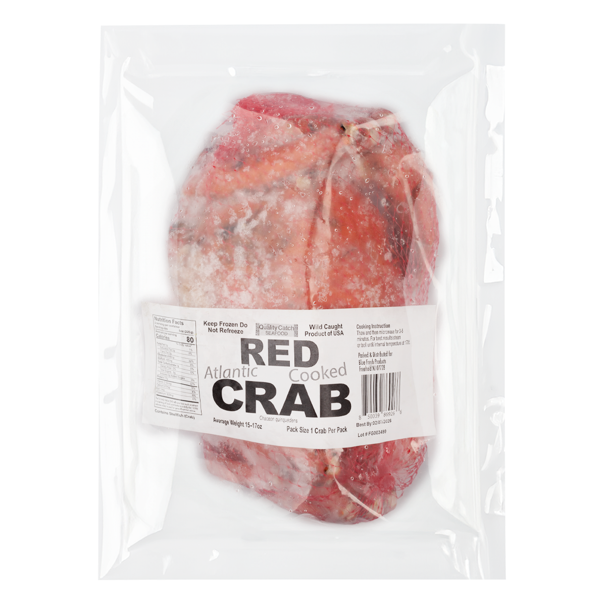 Get Sweet Red Atlantic Crab (Cooked) Frozen 15-17 oz Delivered | Weee