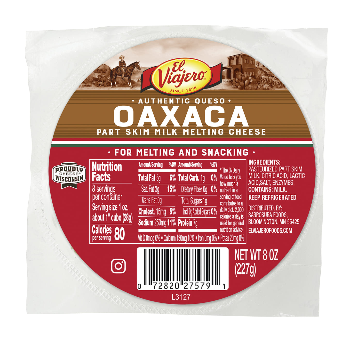 El Viajero Oaxaca Cheese 8 oz