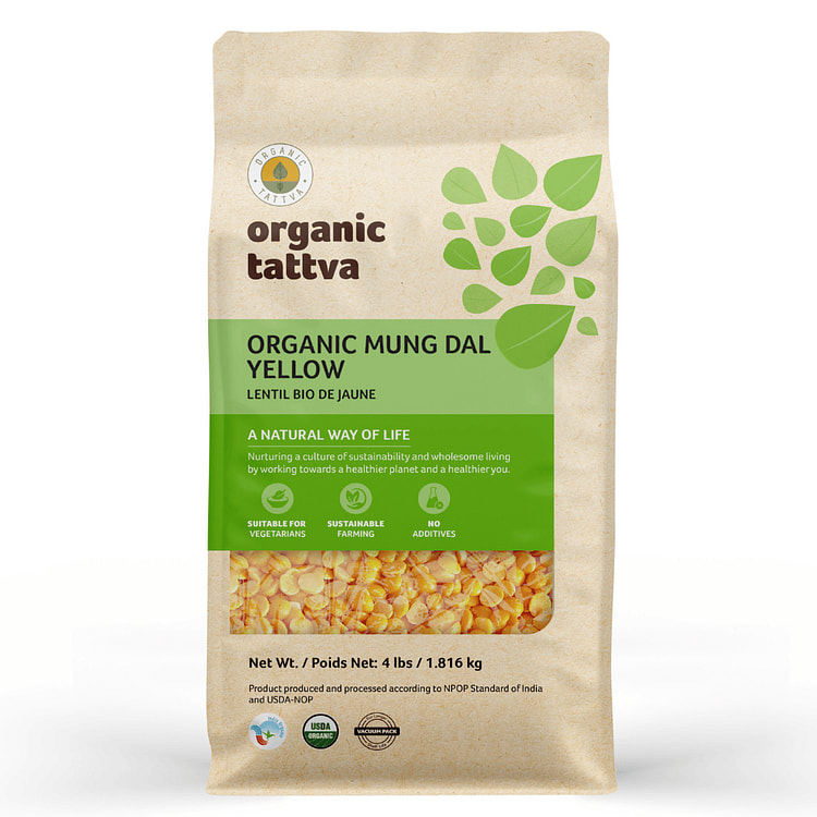 Organic Tattva Moong (Mung) Dal Yellow Split 4 lb