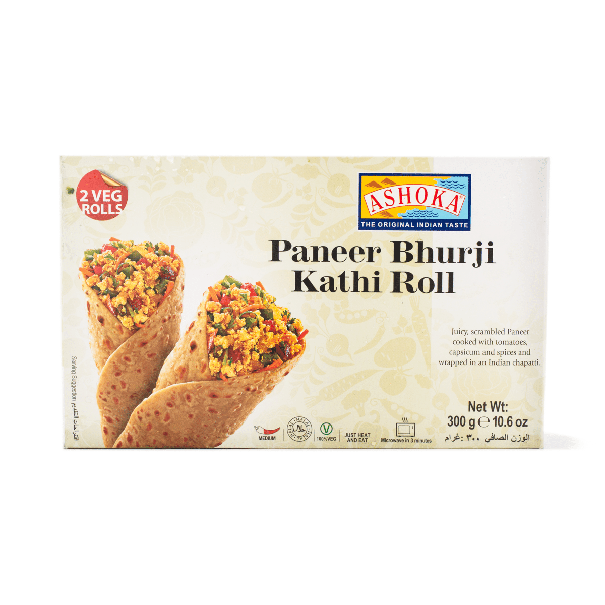 Ashoka Paneer Bhurji Roll (2 Veg Rolls), Frozen 300 g