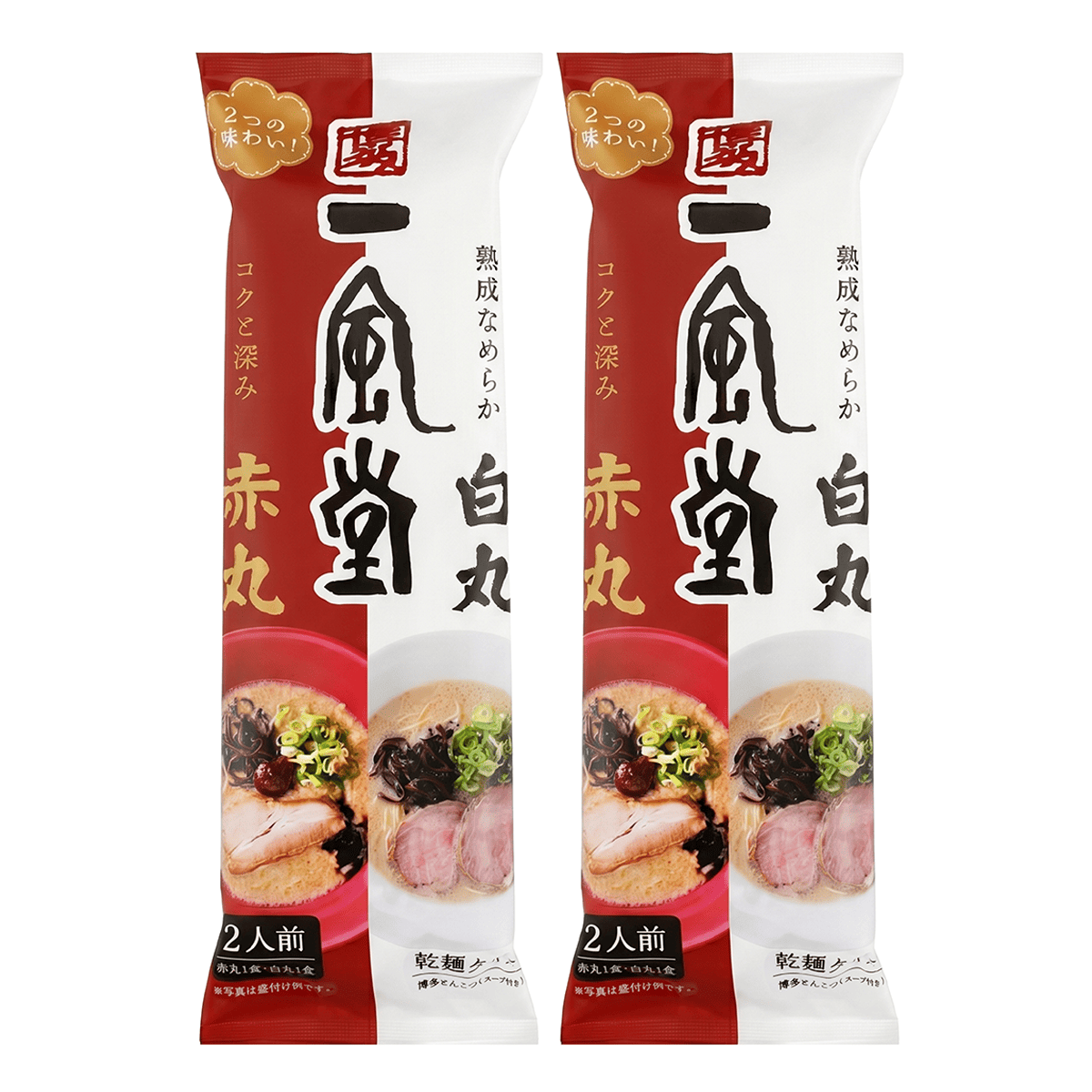 一風堂 白丸・赤丸 乾麺タイプ箱4食 480 グラム - Weee!