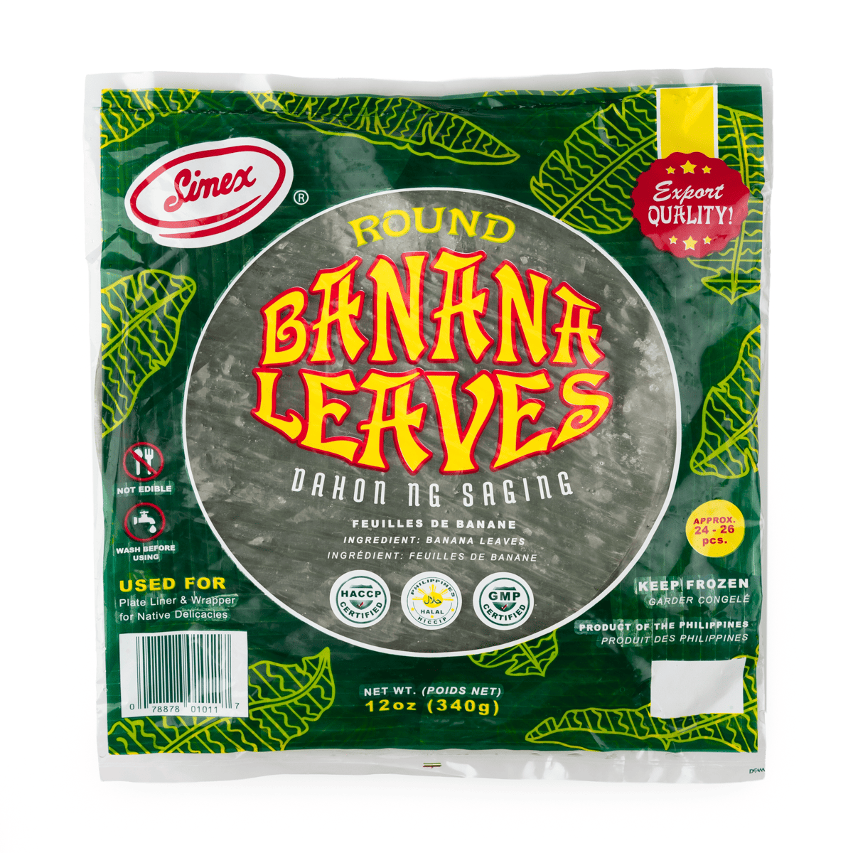 Simex Banana Leaves Round, Frozen 1 lb