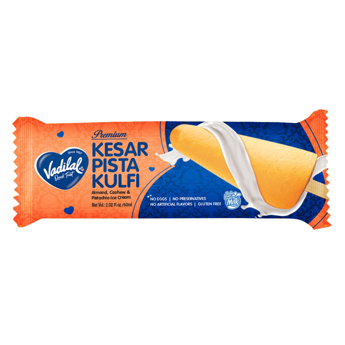 Vadilal Conical Kesar Pista Ice Cream 2.02 onza(s) líquida(s)