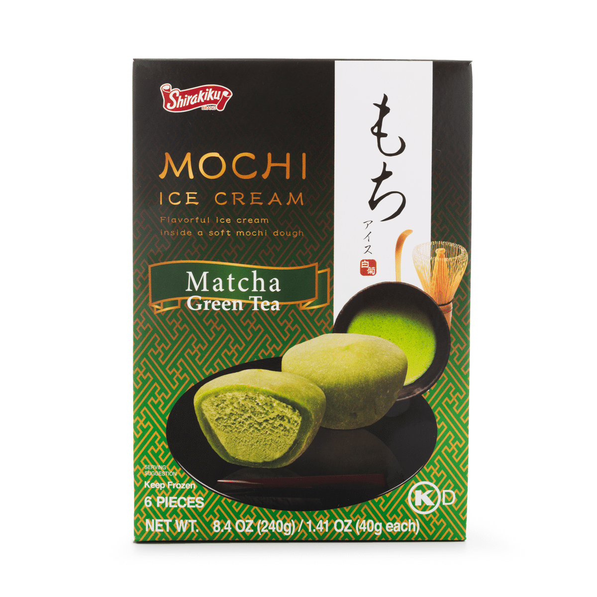 Shirakiku Mochi Ice Cream Matcha 6pcs, Frozen 8.4 oz