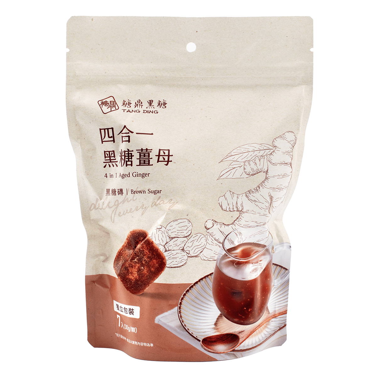 台湾糖鼎 四合一黑糖姜母砖 1.05 盎司*7 包