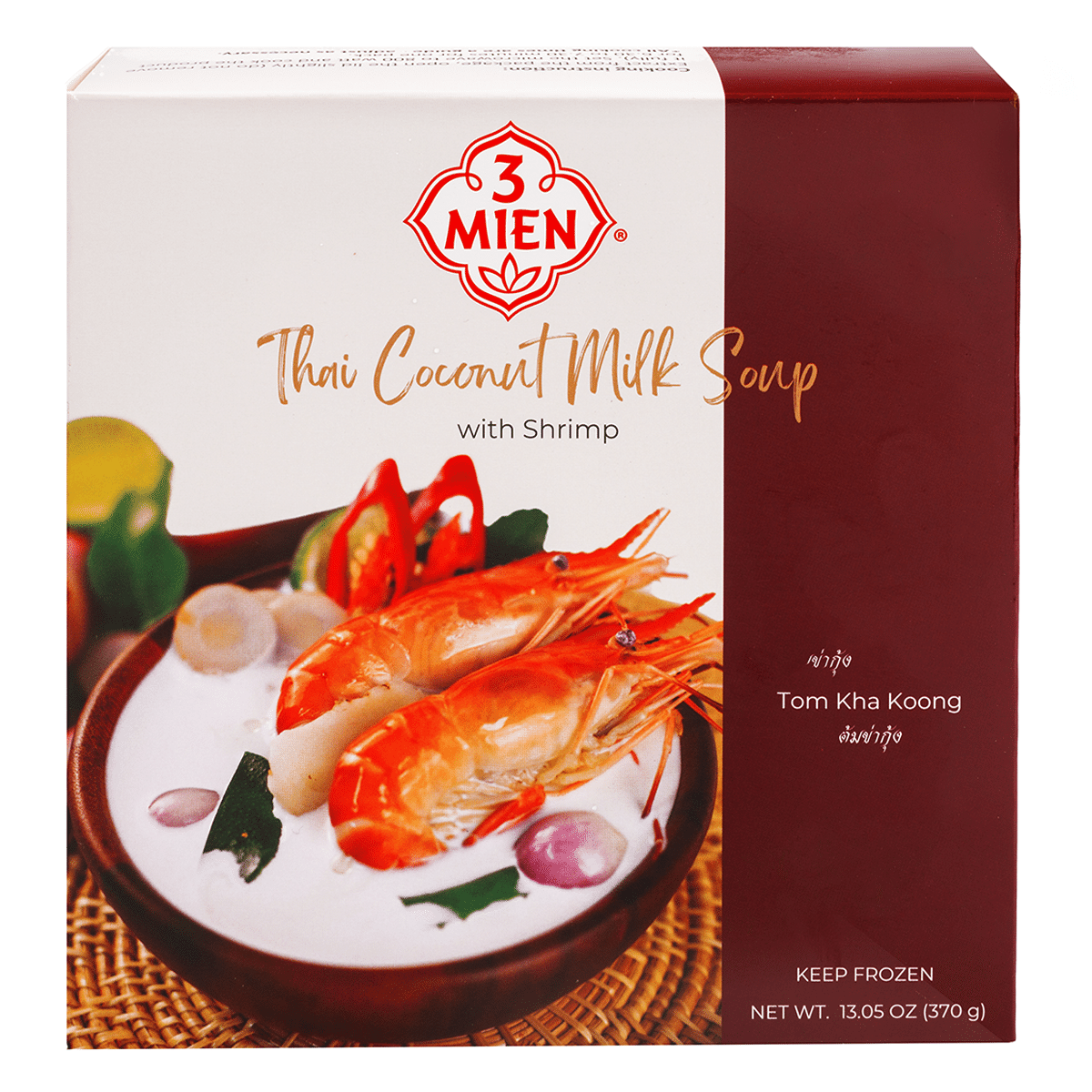 Sopa de Leche de Coco y Camarones Tailandesa 3 Mien, Congelada 13 oz