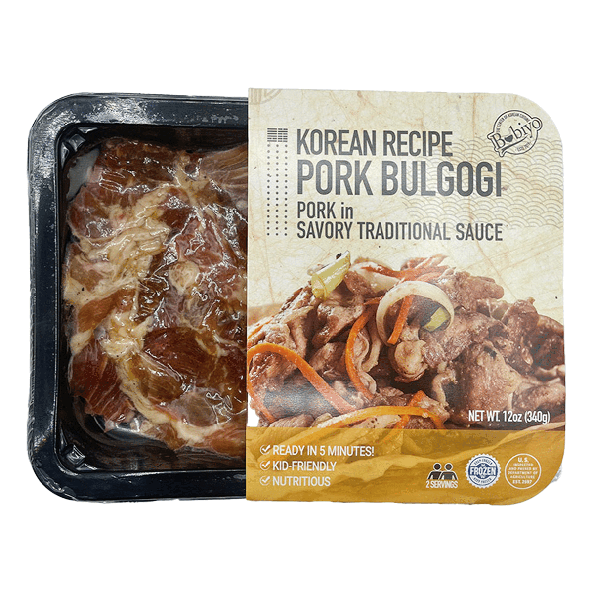 Korean Recipe Pork Bulgogi in Savory Traditional Sauce, Frozen 12 oz