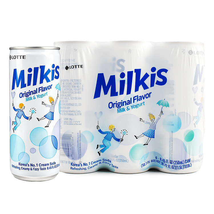 Lotte Milkis Soda Drink Milk and Yogurt Flavor 250 ml*6 cans