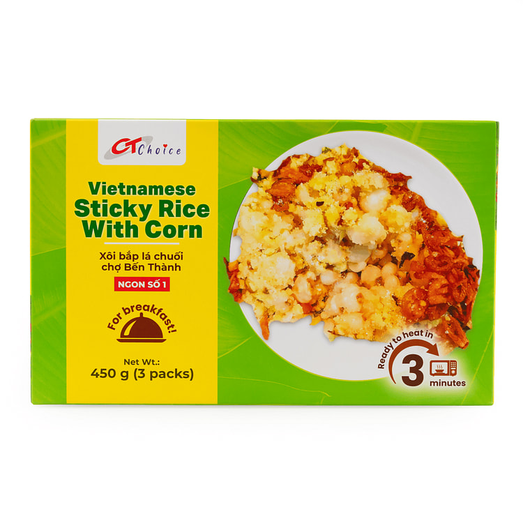 Xôi Bắp Lá Chuối CT Choice (Hộp 3 Gói), Đông Lạnh 450 g