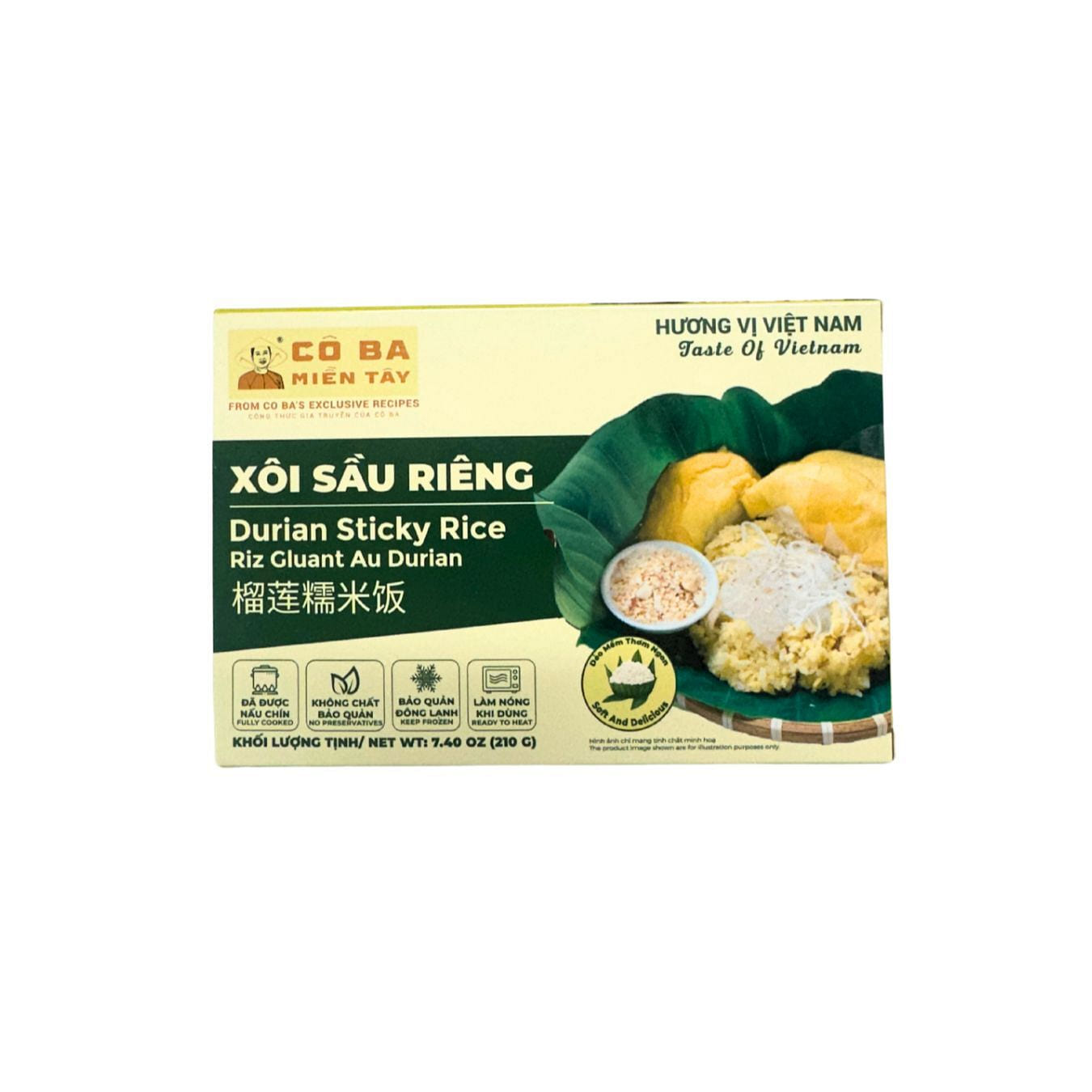 Co Ba Mien Tay Durian Sticky Rice, Frozen 210 g
