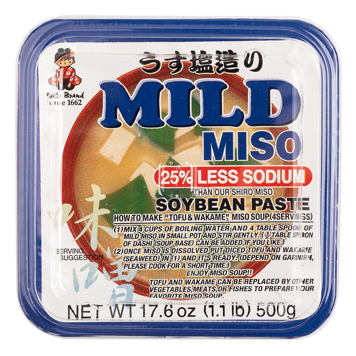 Miko Brand Mild Miso Soybean Paste, Less Sodium 500 g