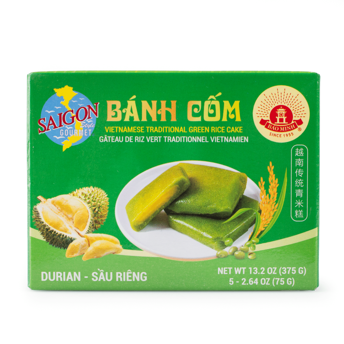 Saigon Gourmet Vietnamese Traditional Green Rice Cake Durian, Frozen 13.2 oz