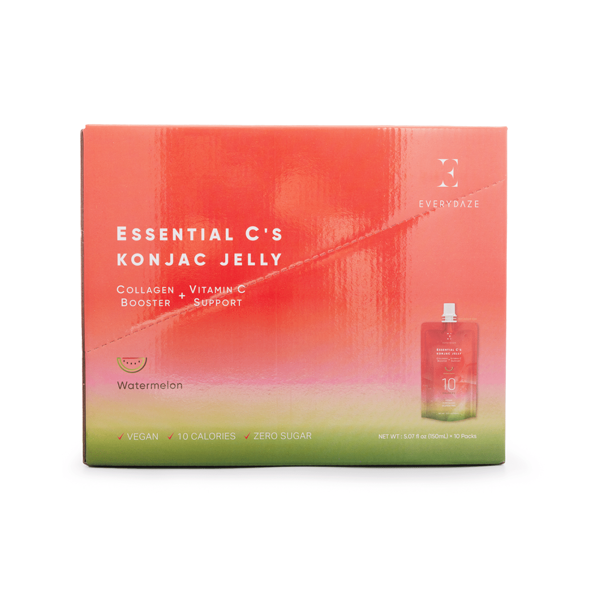 Everydaze Essential C's 胶原蛋白 维生素 C 魔芋果冻 西瓜味 5.07 液盎司*10 包