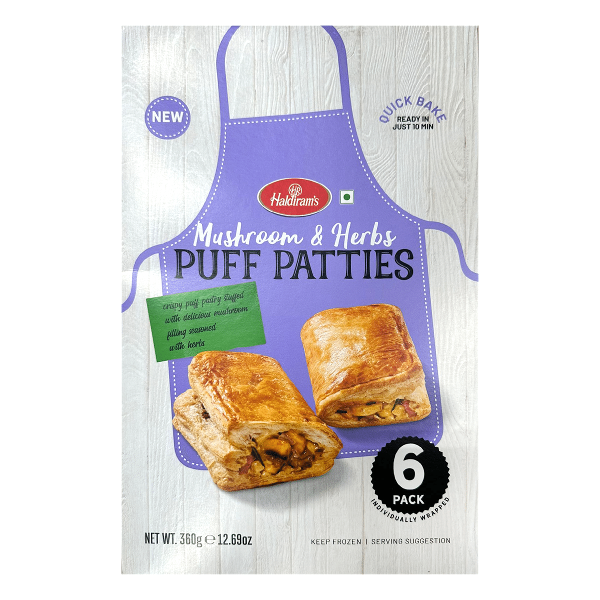 Haldiram Puff Patties - Mushroom and Herbs, Frozen 360 g