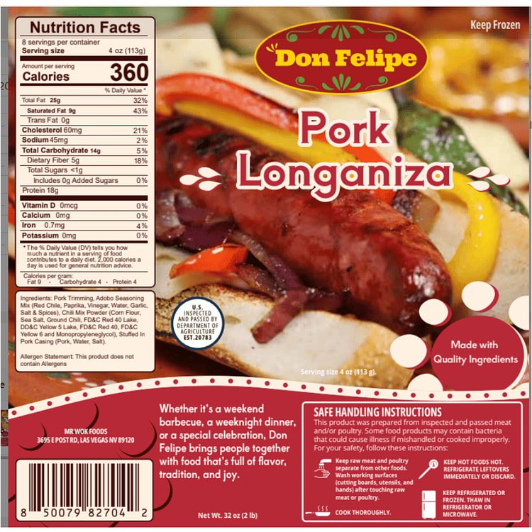 Don Felipe Longaniza de Puerco 32 onza(s)