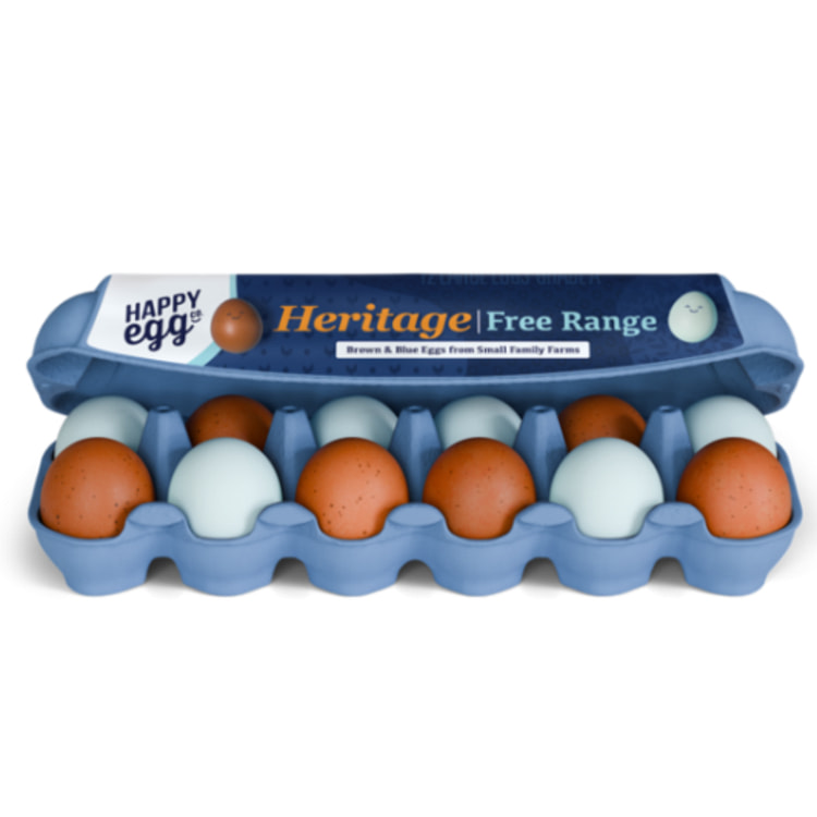 Happy Egg Heritage Breed Blue and Brown Eggs 12 count