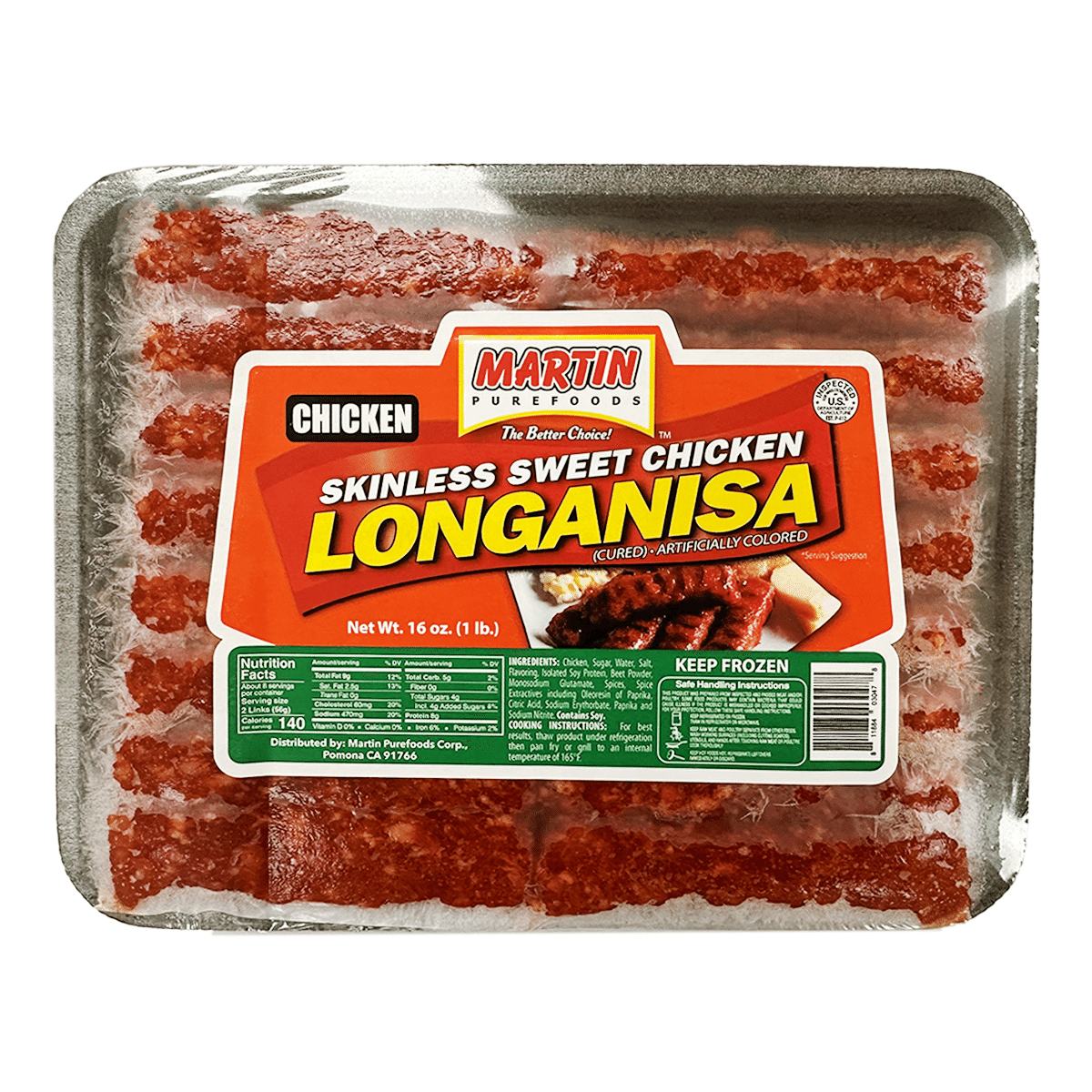 Martin Purefoods Skinless Sweet Chicken Longanisa 16 oz