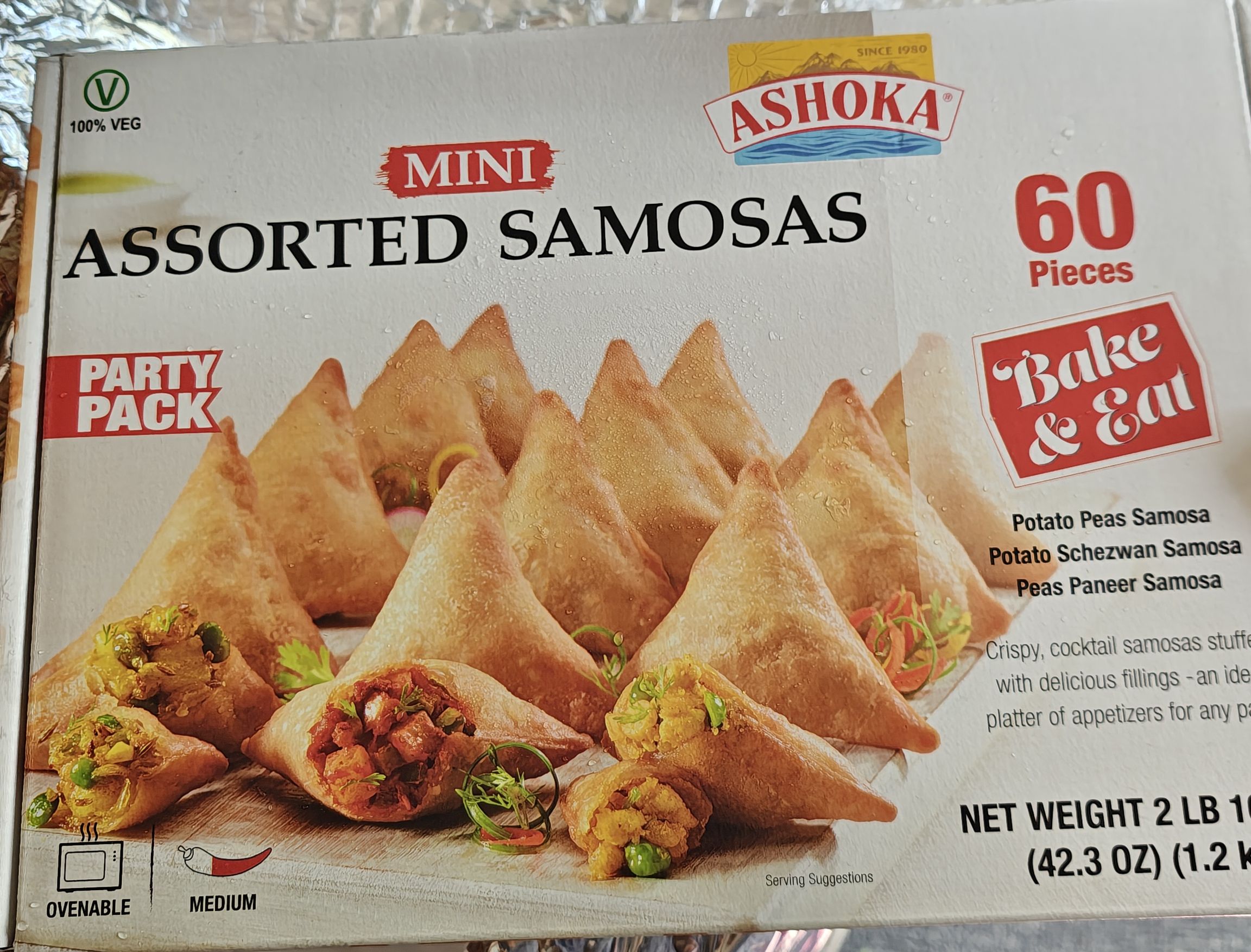 Get Ashoka Samosa, Assorted Flavor 60pcs, Frozen 10.3 oz Delivered