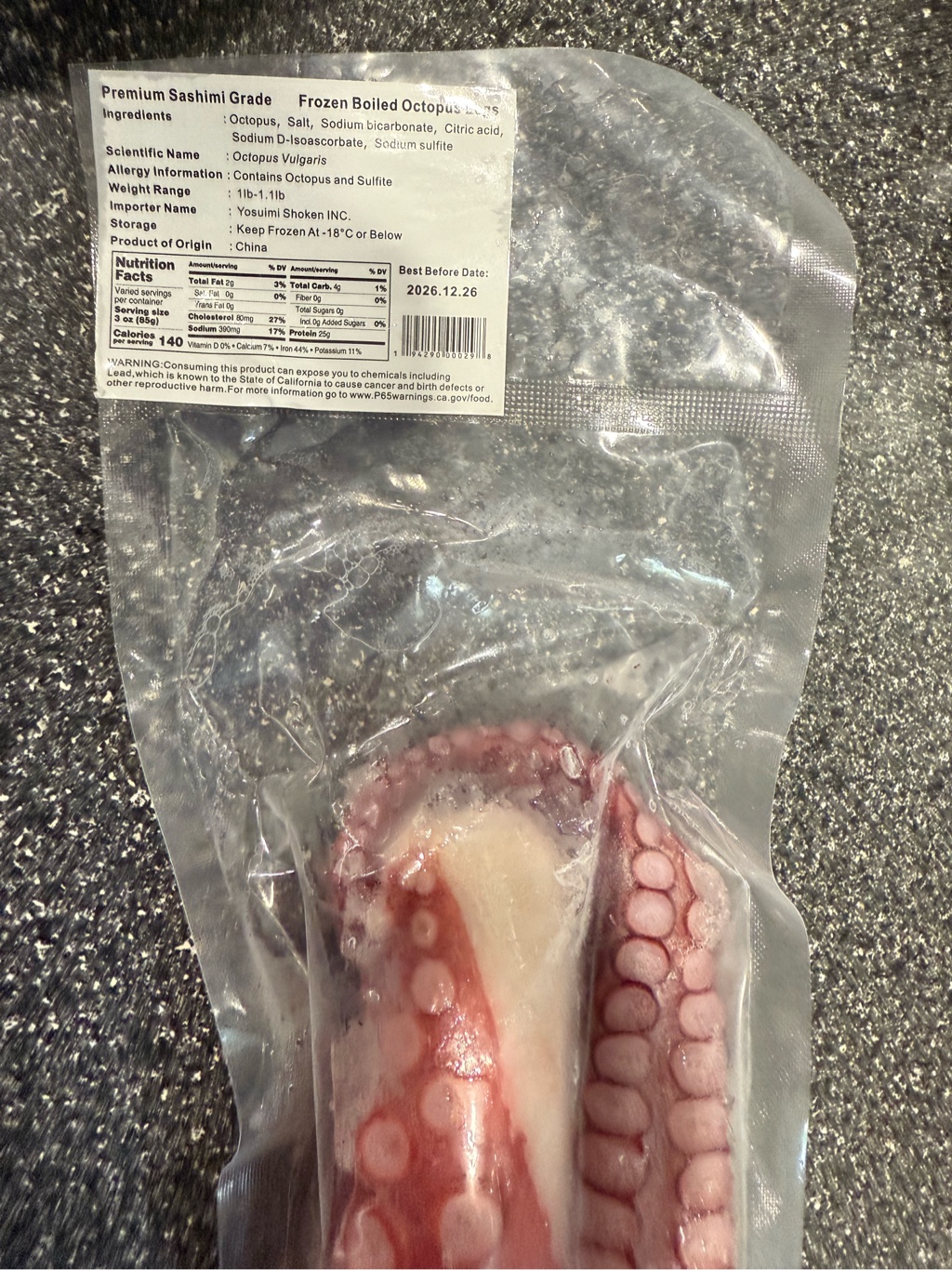 刺身グレード 2/4ct茹でタコ足 冷凍 1-1.1 ポンド - Weee!