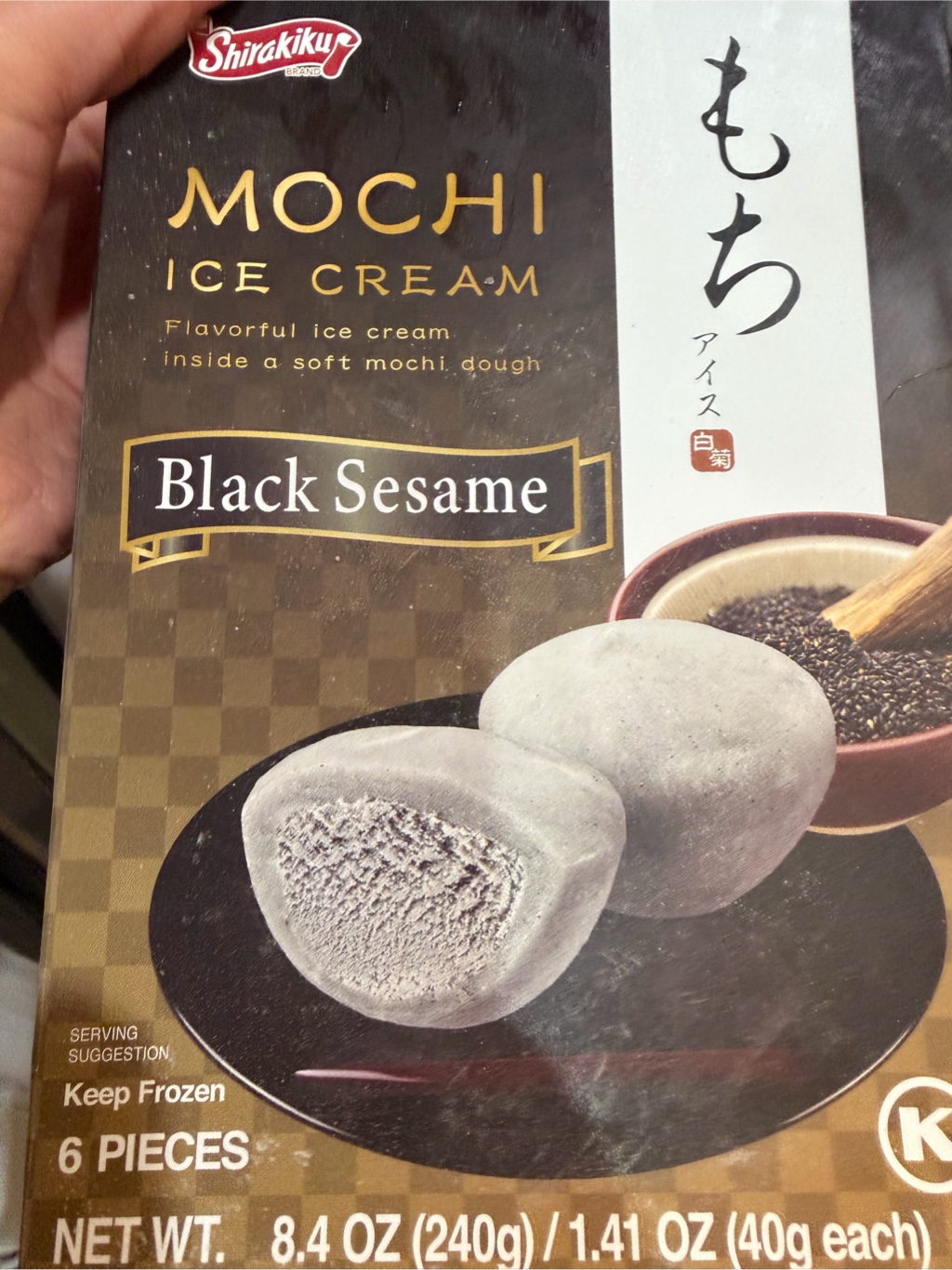 Get Shirakiku Mochi Ice Cream Black Sesame 6pcs 8.4 oz Delivered