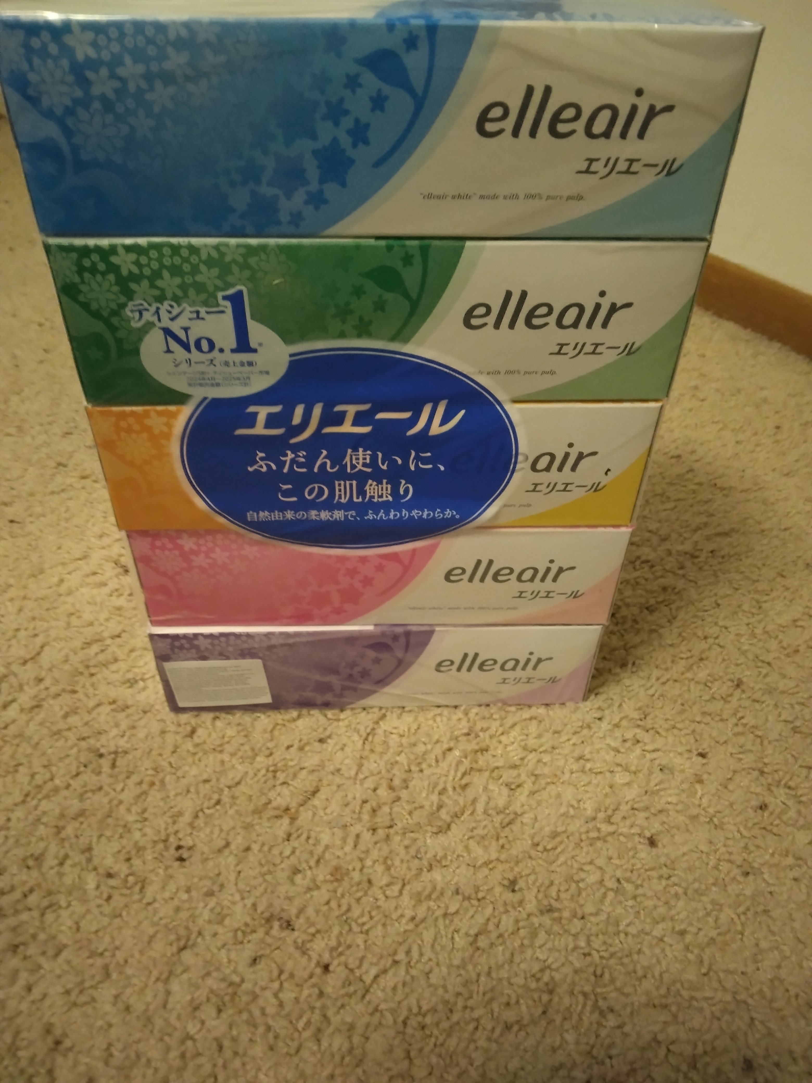 エリエール ティッシュペーパー 180組×5箱 パルプ100% 1 カウント - Weee!