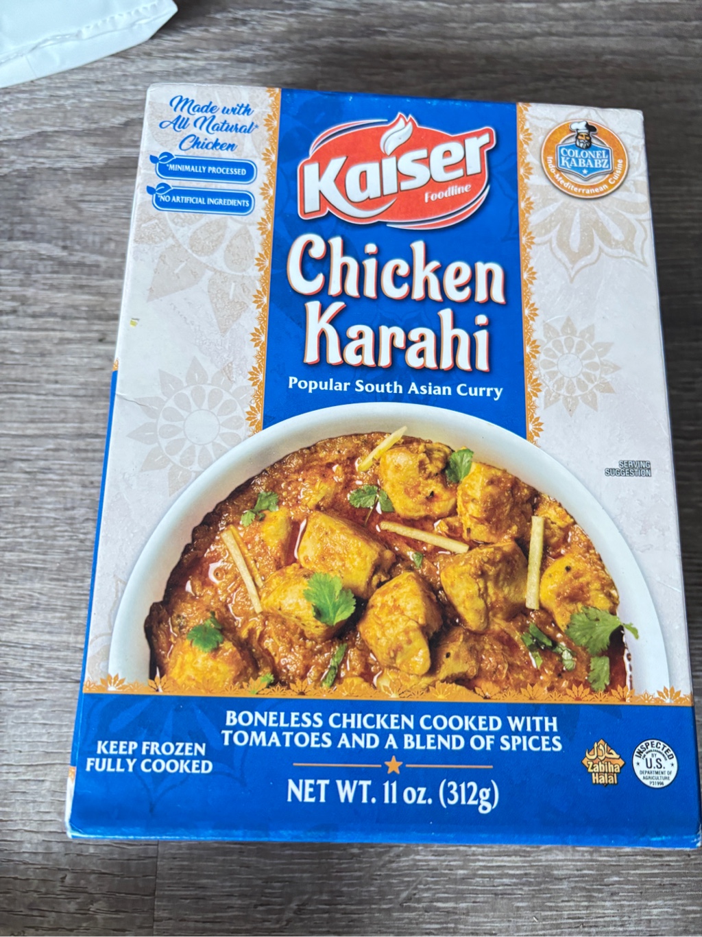 Colonel Kababz 印度咖喱鸡配馕冷冻11 盎司- Weee!