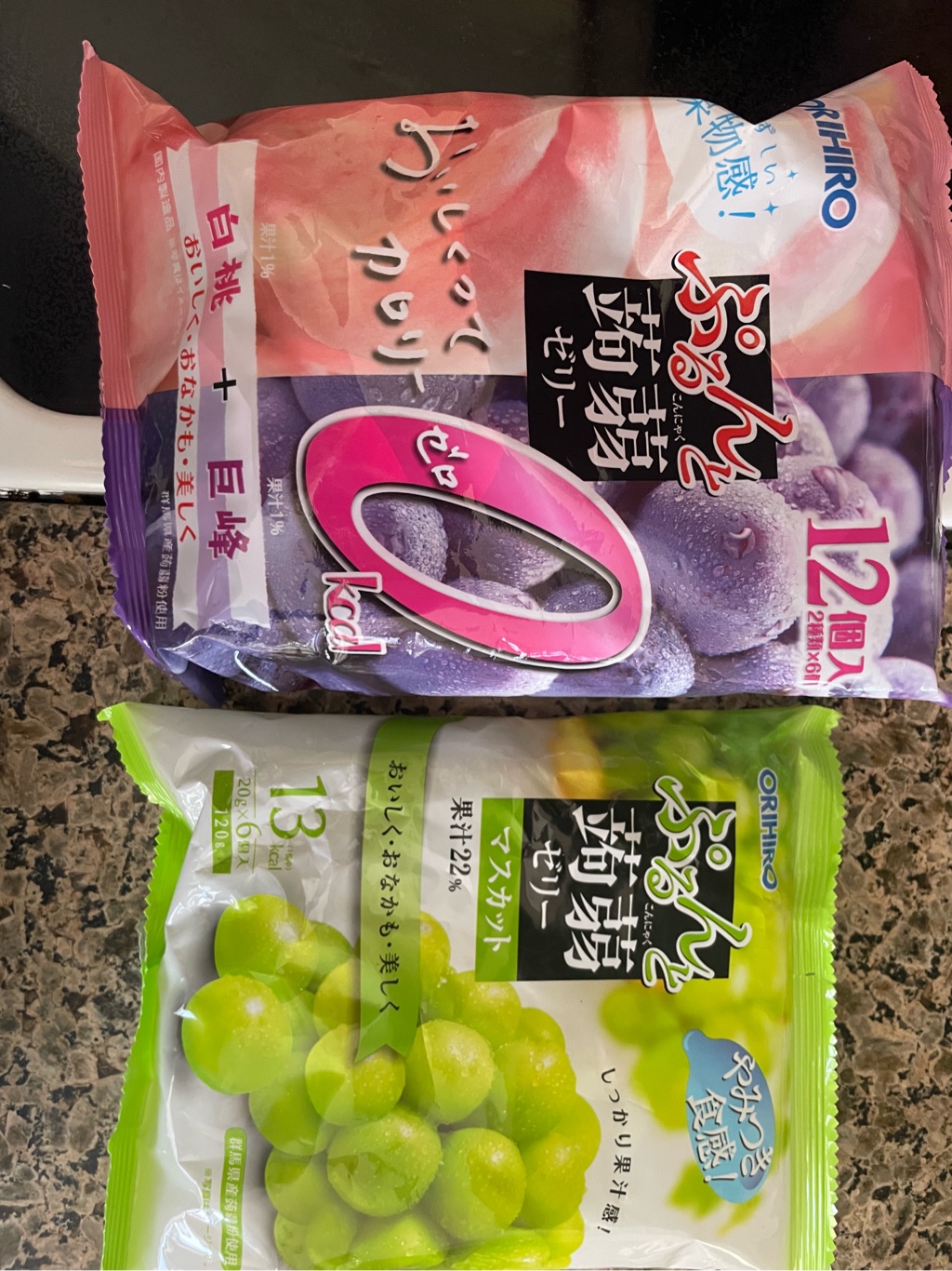 オリヒロ ぷるんと蒟蒻ゼリー カロリーゼロ 白桃＋巨峰（2種類×6個入