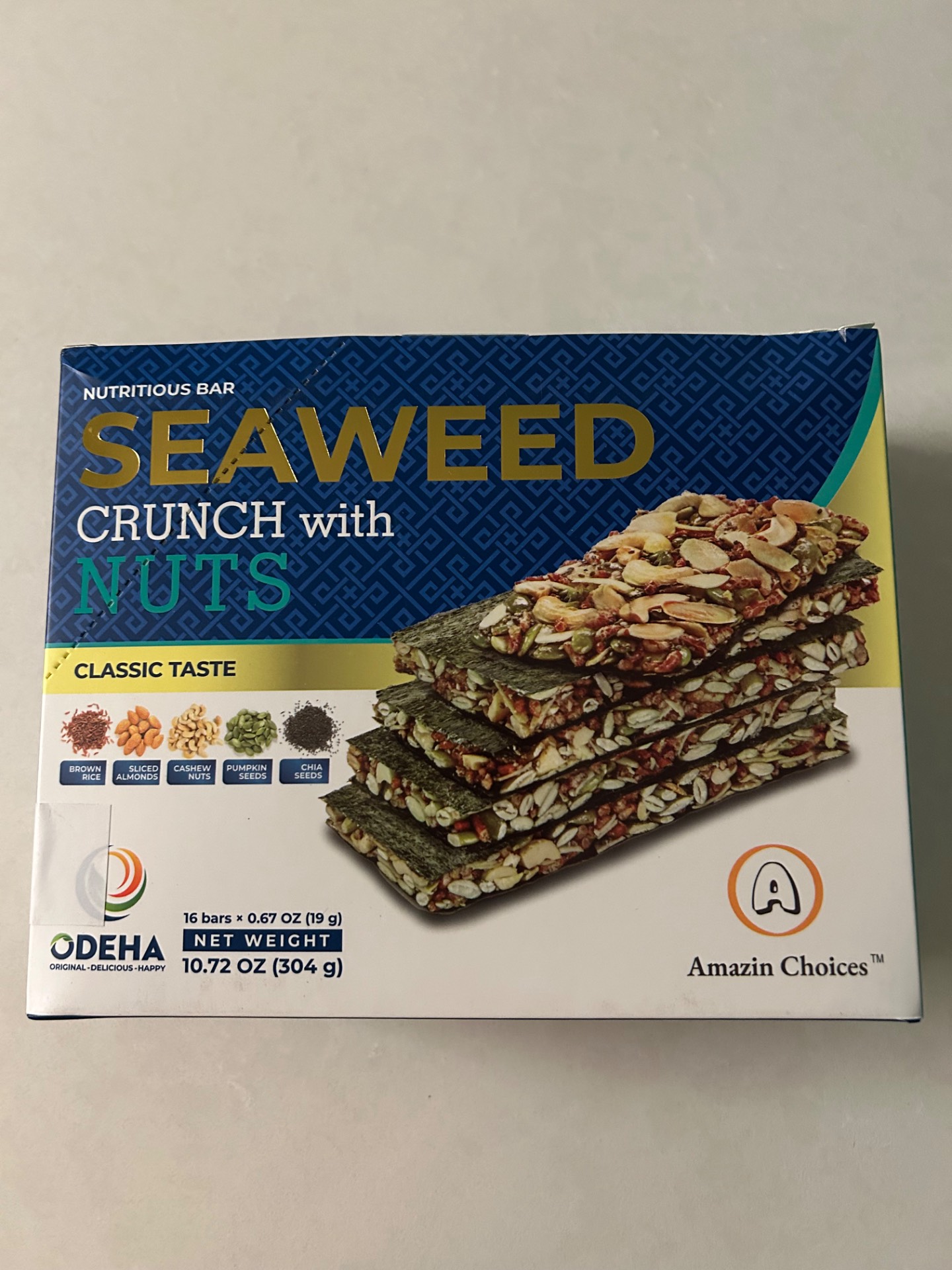 のり（感謝） ナッツ入り海苔クランチ - クラシック 304g - 16 Bars 1 box - Weee!