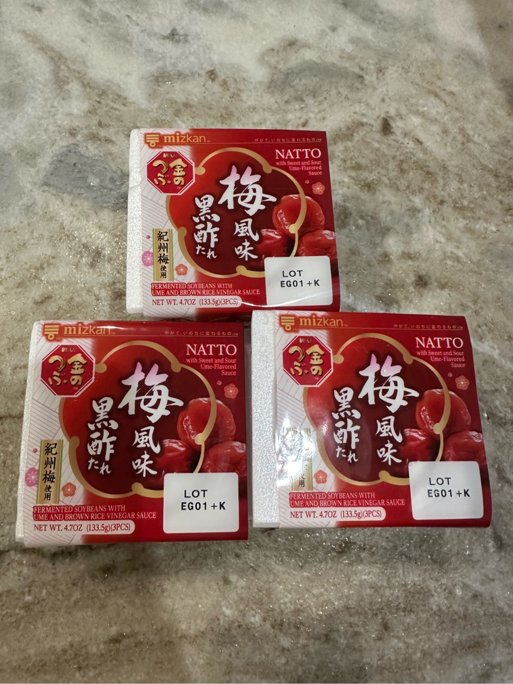金のつぶ 梅風味 黒酢たれ 納豆 3パック 4.7 オンス - Weee!