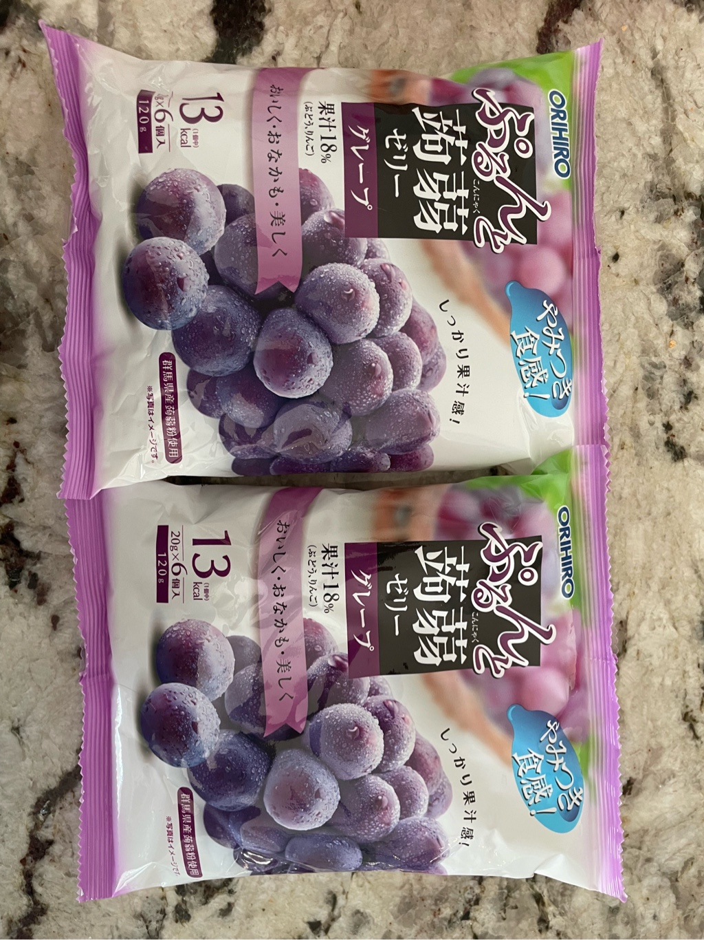 オリヒロ ぷるんと蒟蒻ゼリー パウチ グレープ 6個入 - Weee!