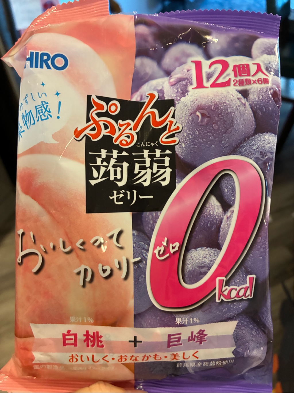 オリヒロ ぷるんと蒟蒻ゼリー カロリーゼロ 白桃＋巨峰（2種類×6個入