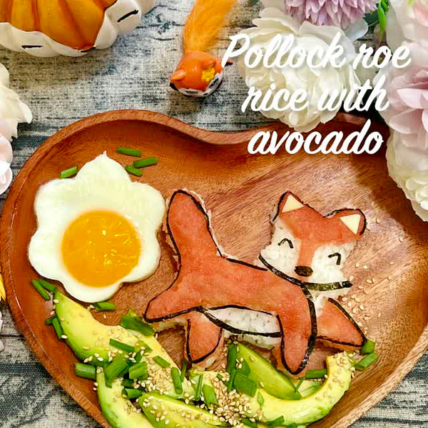 Pollock roe rice with avocado